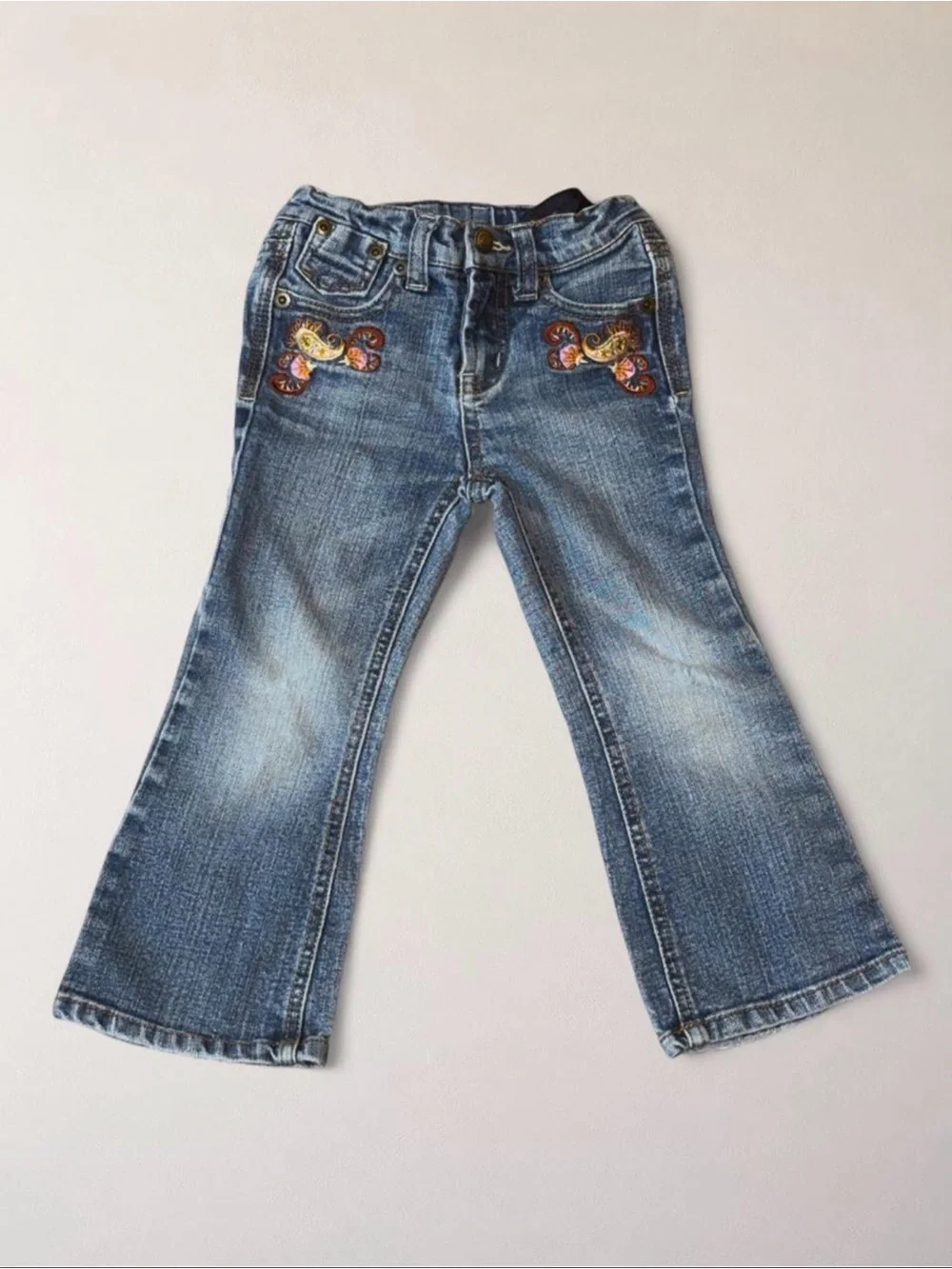 Cherokee Blue Denim Flare Jeans with Butterfly Embroidery